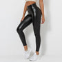 PU Leather High-Waist Push-Up Leggings for Women